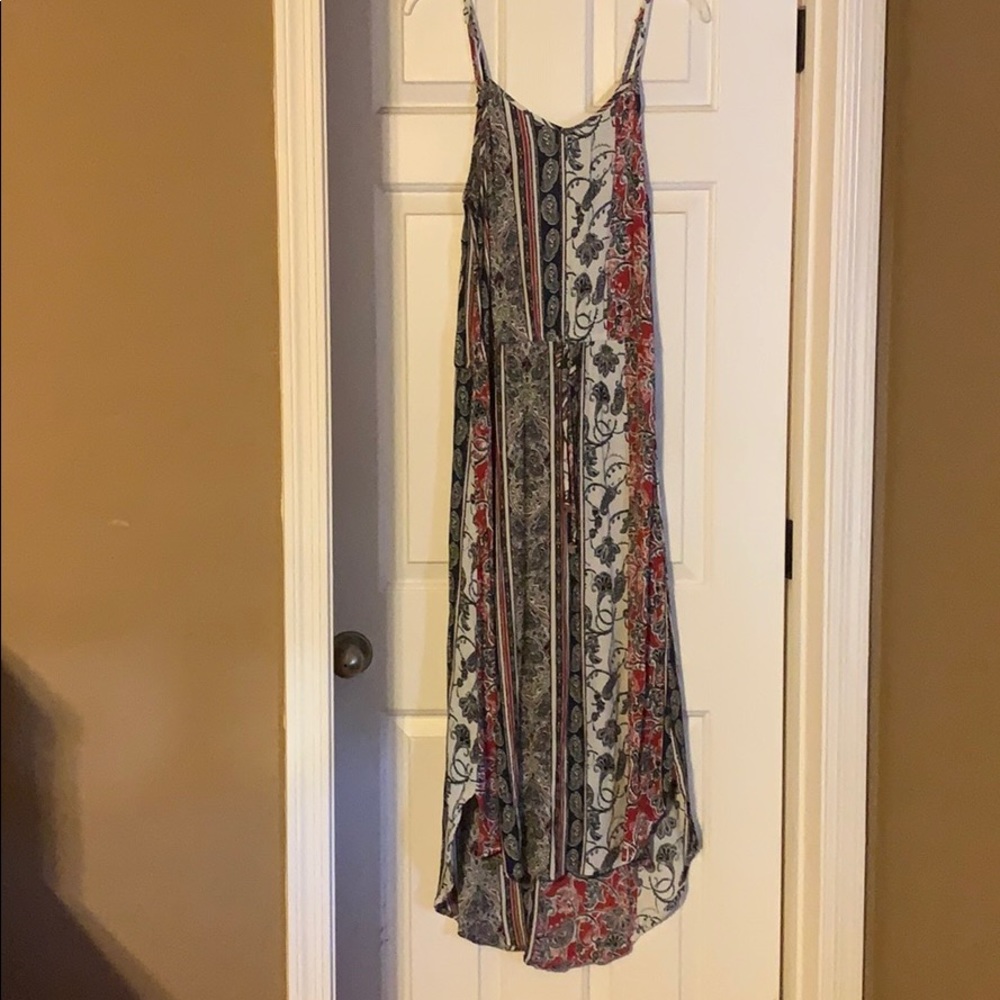 Drawstring waist maxi dress